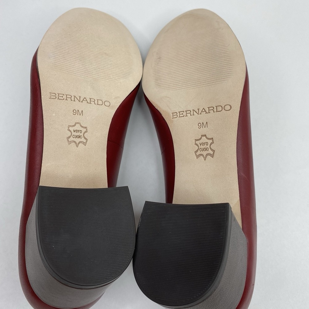 BERNARDO Marisol Cap Toe Pumps Two Tone Leather Dark Red/Brown Sz 9M Block Heel - Picture 13 of 15